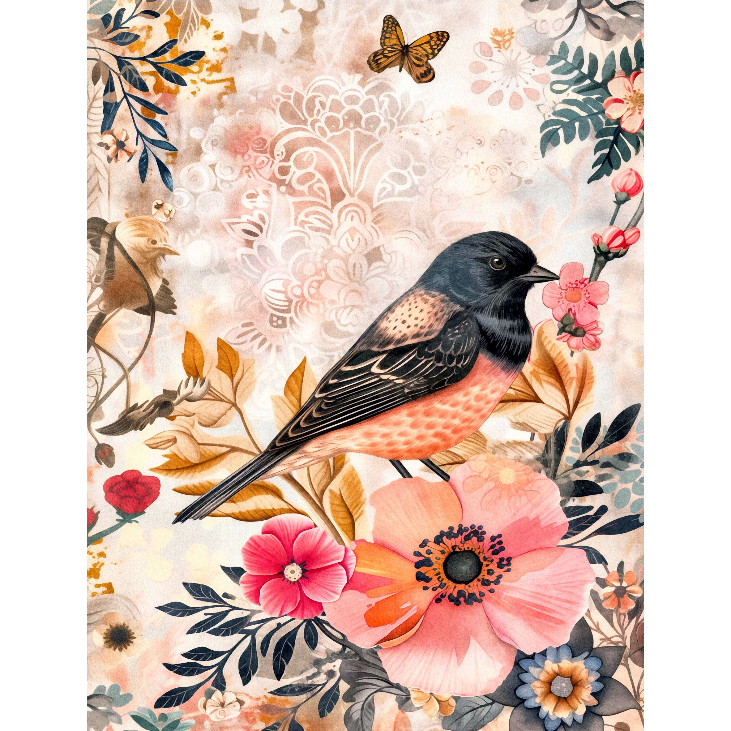 Birds Decoupage Rice Paper, 8 x 10.5 inch - for Scrapbooking Cards Crafts