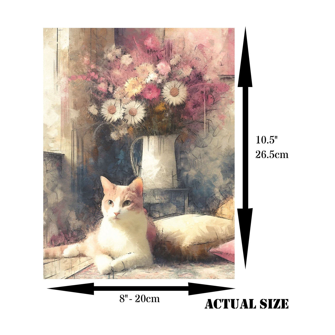 Comfy Cats Rice Paper, 8 x 10.5 inch - for Decoupage Scrapbooking Cards Crafts