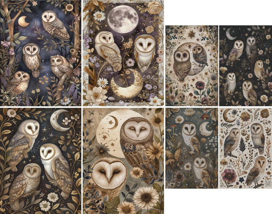 Owls Decoupage Rice Paper, 20.32 x 26.67 cm - for Scrapbooking Cards Crafts