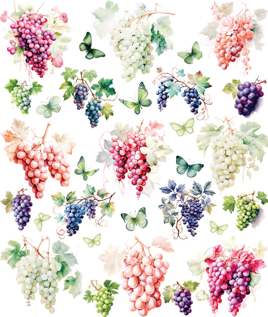 Grapes Decoupage Rice Paper, 29.21 x 36.83 cm - for Journal Cards Crafts