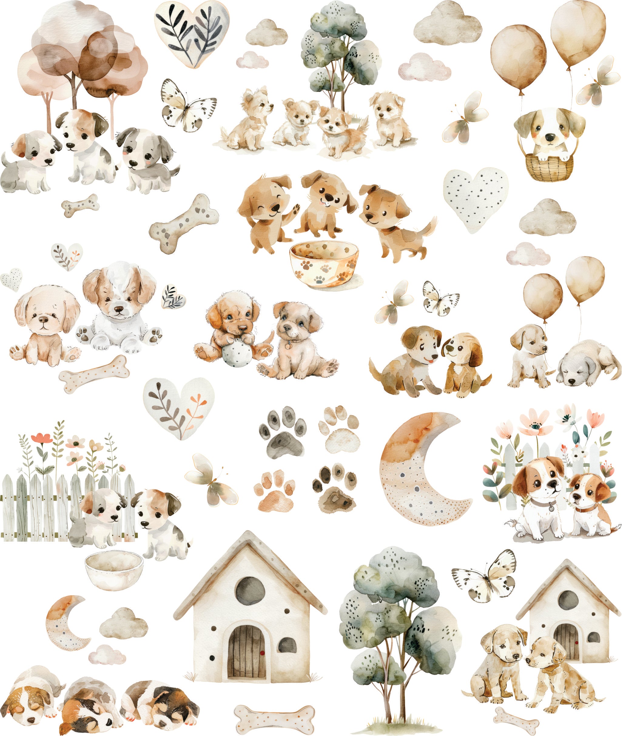 Boho Puppies Decoupage Rice Paper, 11.5 x 14.5 inch - for Journal Cards Crafts