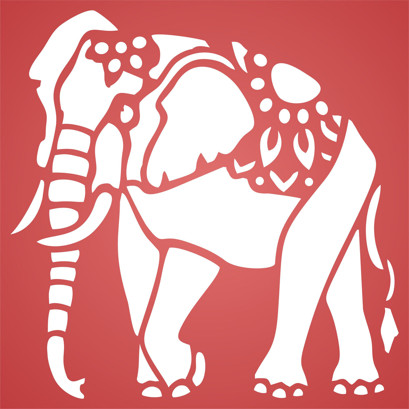 Indian Elephant Stencil - Animal Asian Pachyderm