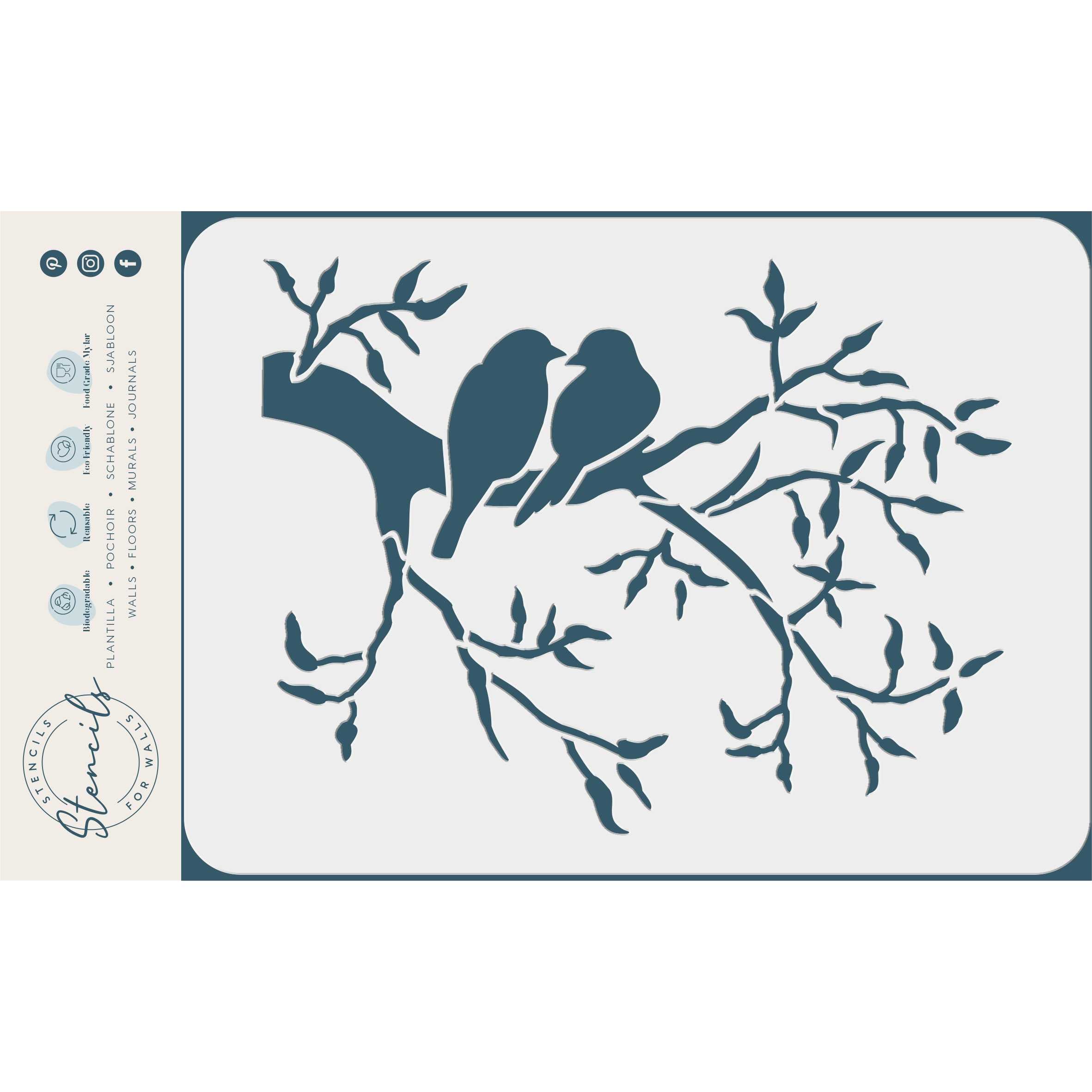 Love Birds Stencil - Love Bird on a Branch