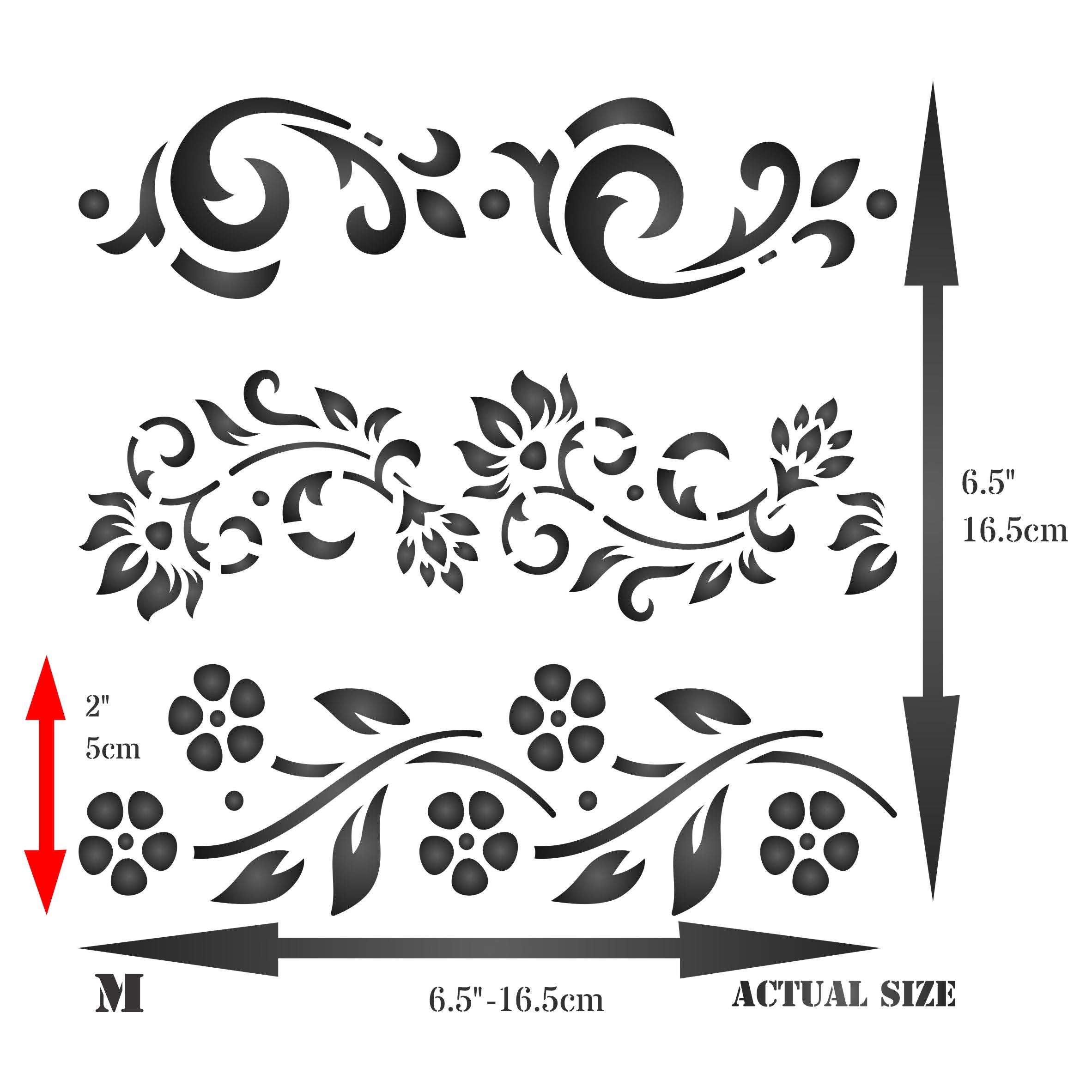 Vintage Borders Stencil - Classic Flower Border Design