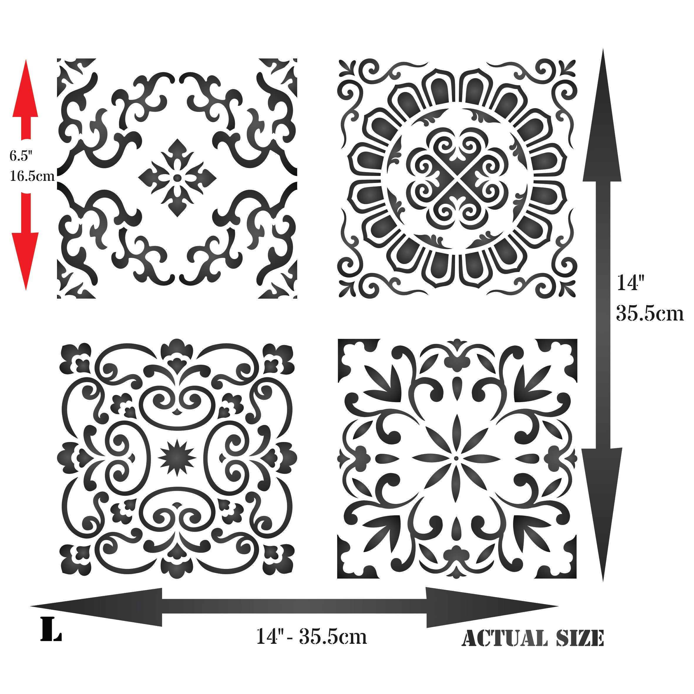 Asian Tiles Stencil - Accent Mandala Chinese Oriental Japanese