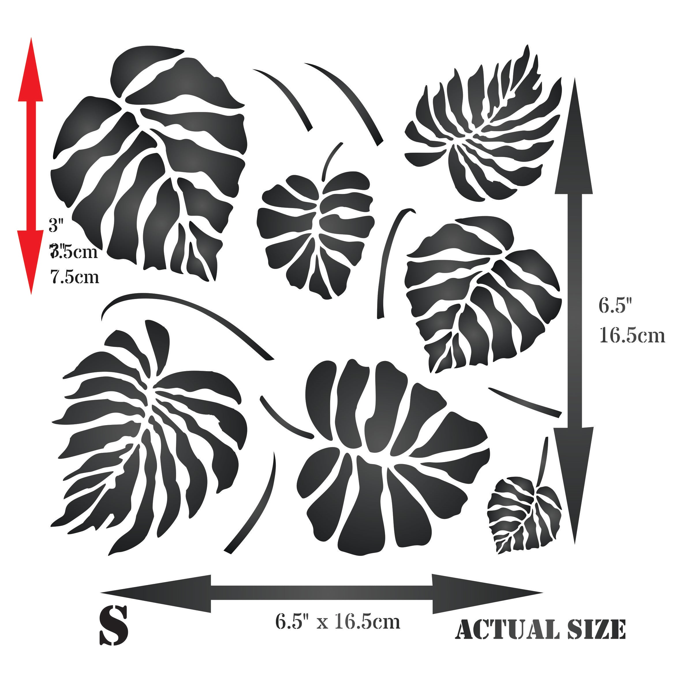 Monstera Leaves Stencil - Large Tropical Philodendron