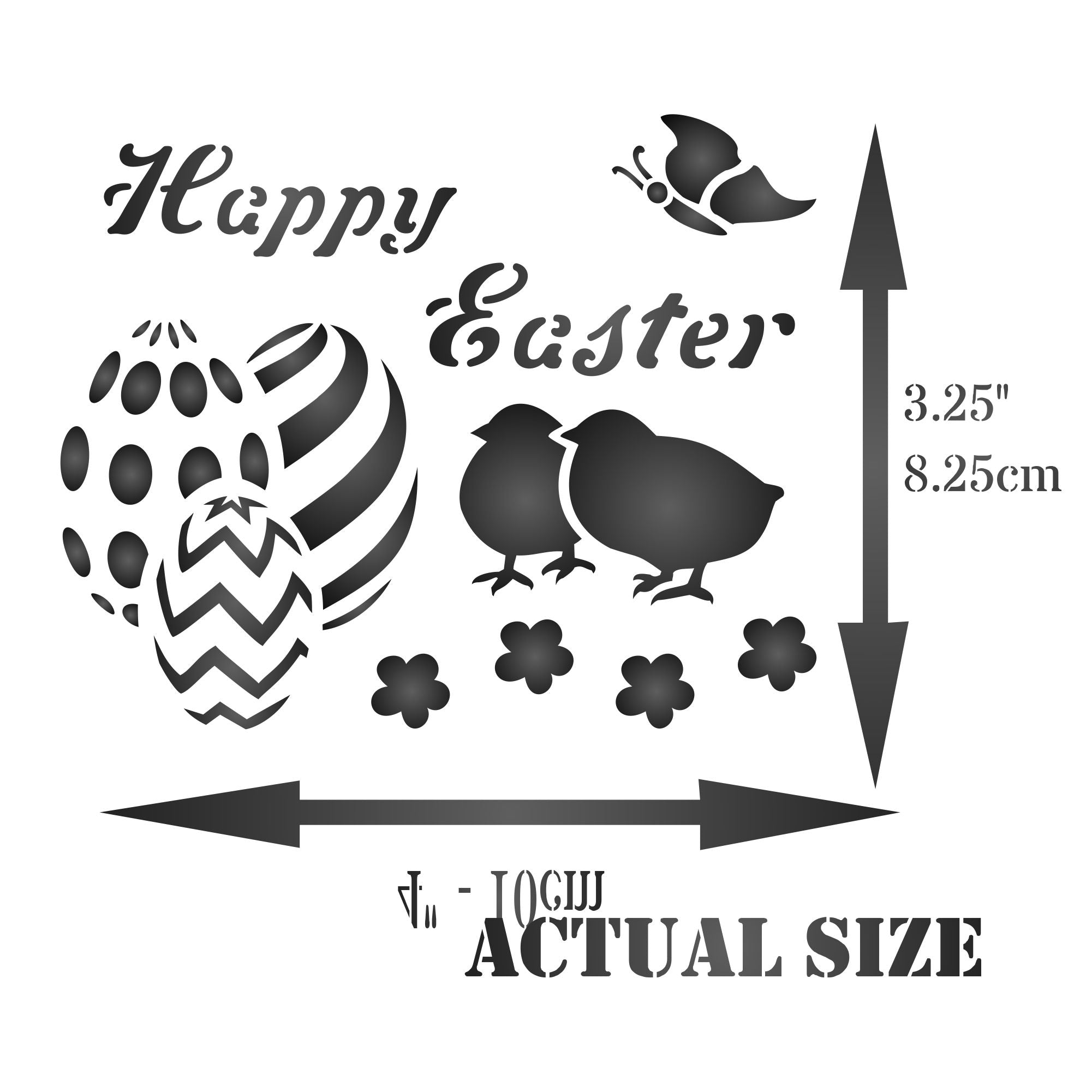 Happy Easter Stencil, 4 x 3.25 inch - Classic Easter Card Design