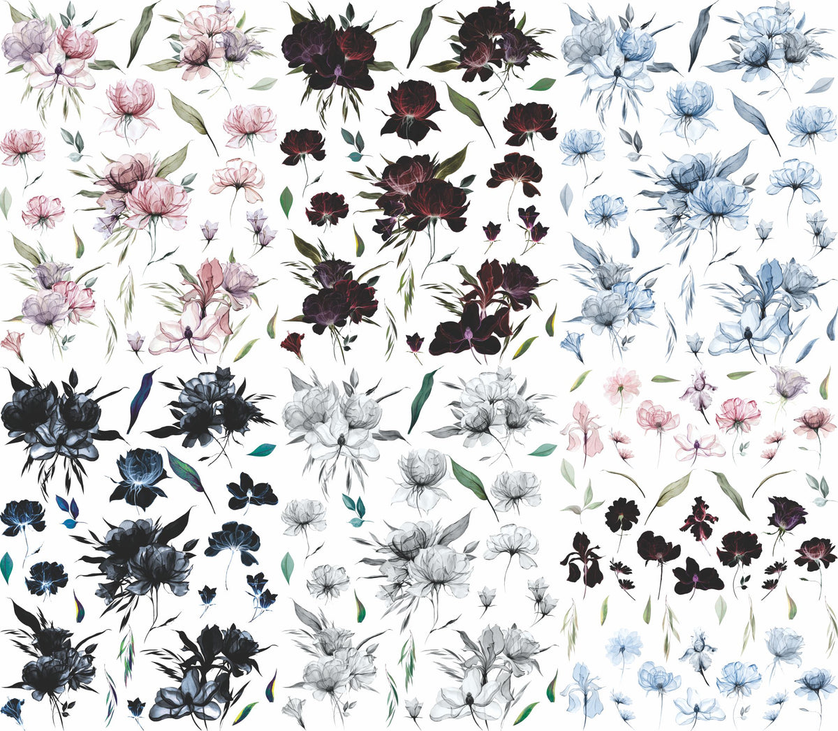 Transparent Flowers Rice Paper, 20.32 x 26.67 cm - for Decoupage Furniture Crafts