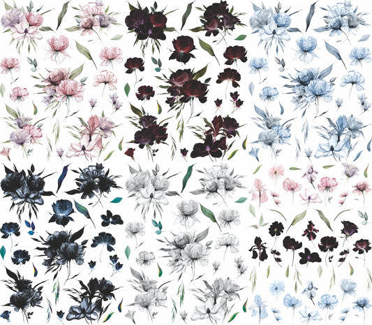 Transparent Flowers Rice Paper, 20.32 x 26.67 cm - for Decoupage Furniture Crafts