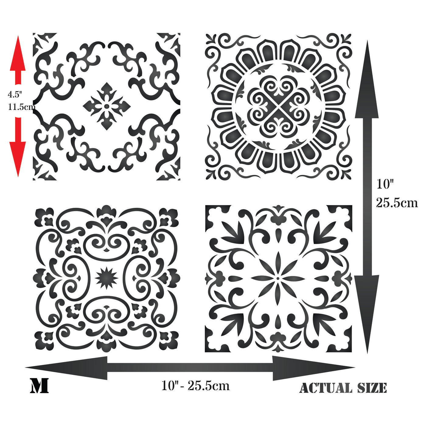 Asian Tiles Stencil - Accent Mandala Chinese Oriental Japanese