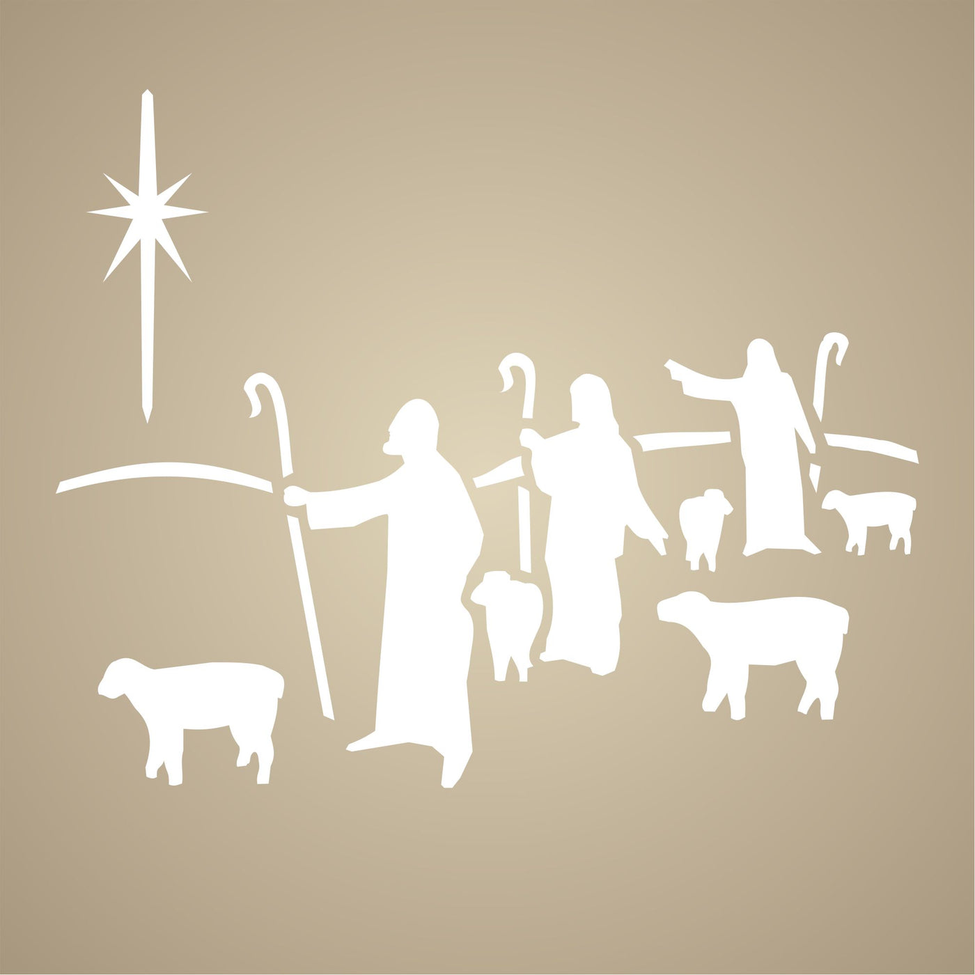 Christmas Shepherds Stencil - Classic Religious Nativity Decor Cards