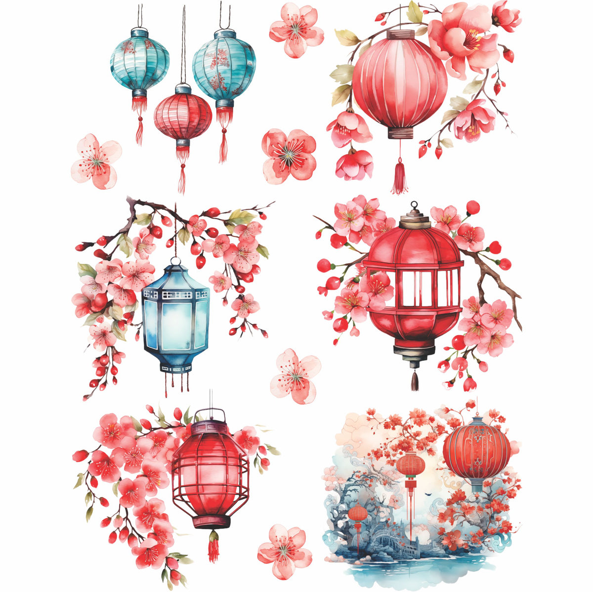 Chinese New Year Rice Paper, 20.32 x 26.67 cm - for Decoupage Crafts