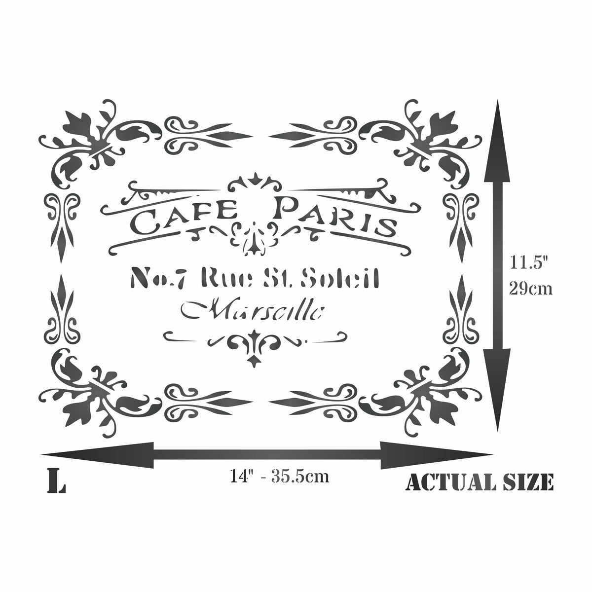 Cafe Paris Stencil, 26.67 x 21.59 cm - Vintage French Themed Sign Label
