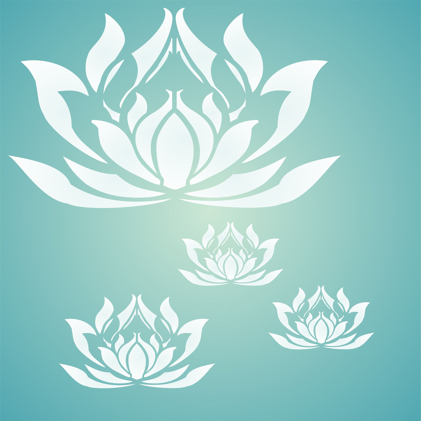 Lotus Flower Stencil, 11 x 6.5 inch - Stylized Oriental Asian Lotus Bloom