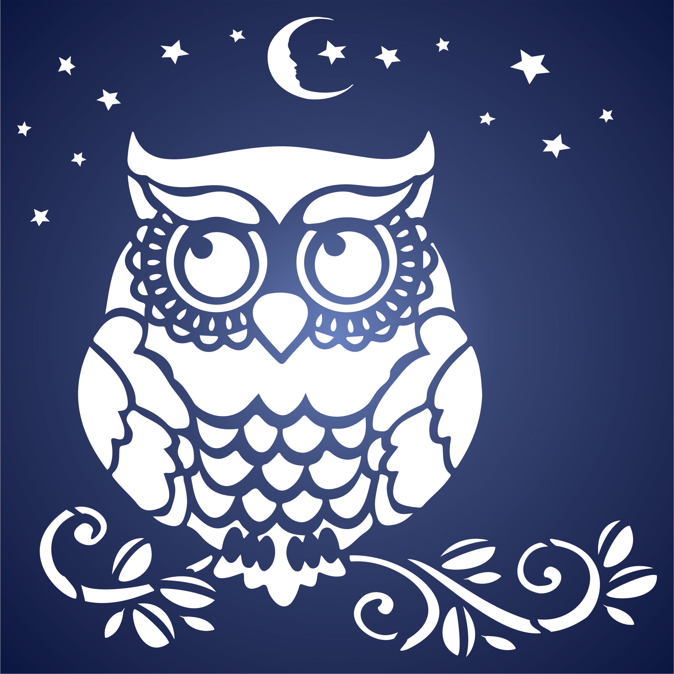 Owl Stencil - Decorative Night Bird Nocturnal Animal Wildlife Birds