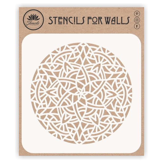 Arabic Mandala Stencil, 16.51 x 16.51 cm - Islamic Mosaic Arabic Geometric Design