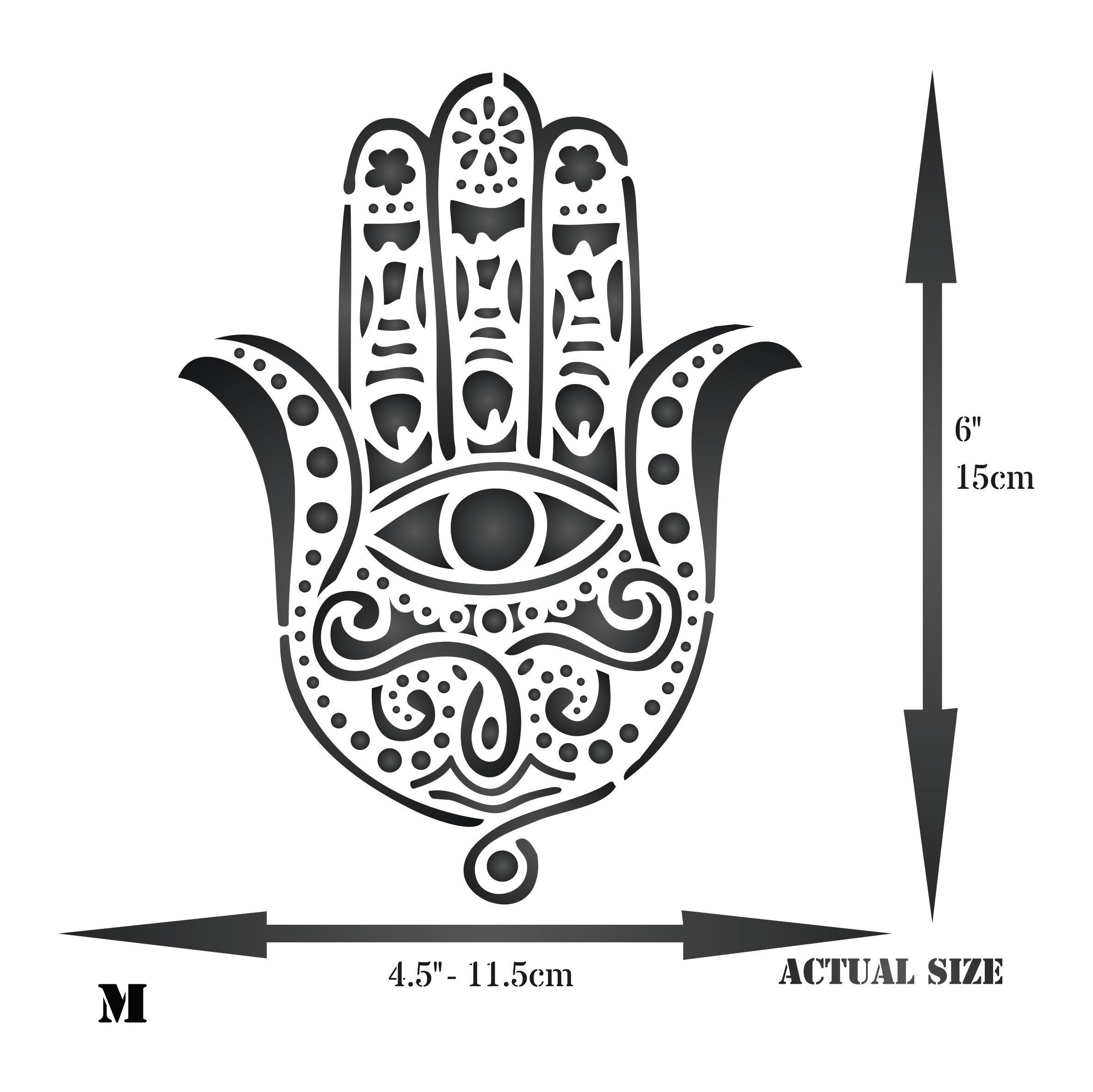 Fatimas Hand Stencil - Hamsa Hand Islam Judaism Kabbalah