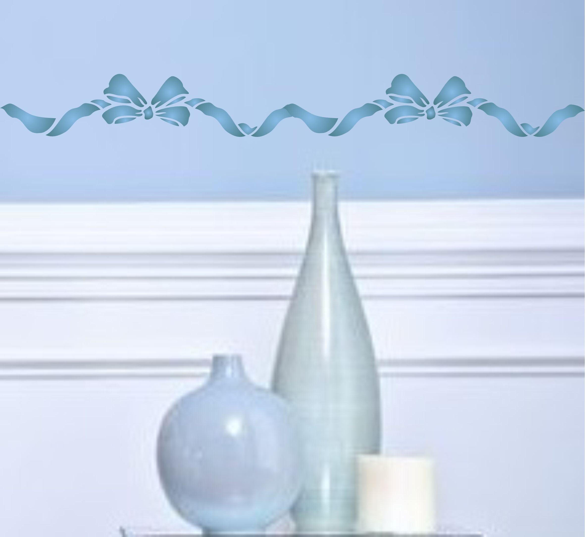 Border Ribbon Stencil, 14 x 2.5 inch - Kids Rooms Nursery Baby Room Ribbon Border