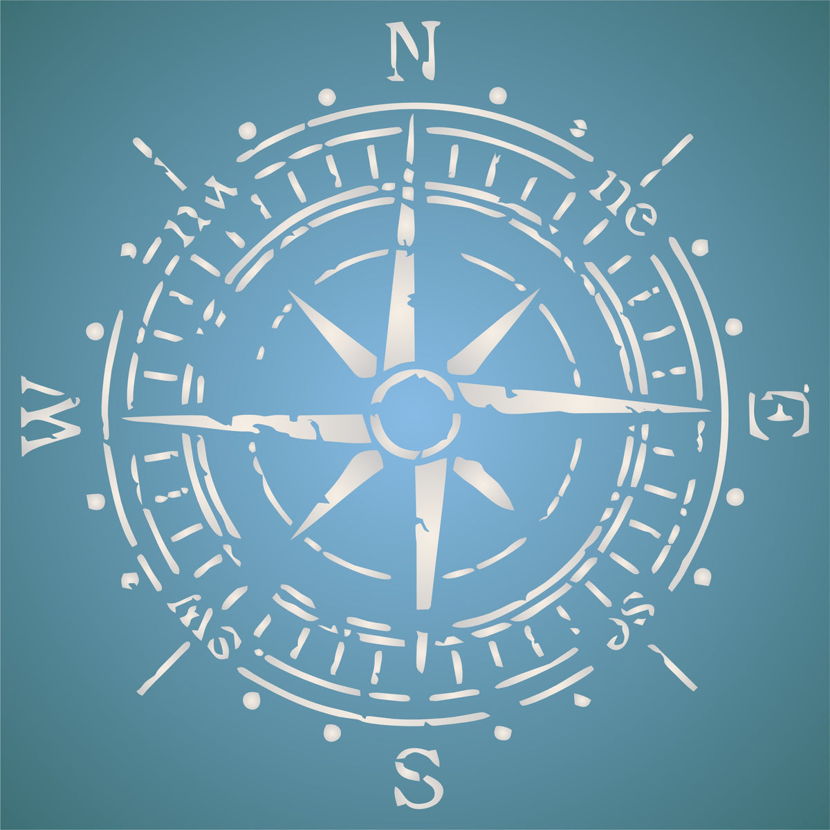 Antique Compass Stencil - Vintage Ocean Nautical Sailing Direction Compass