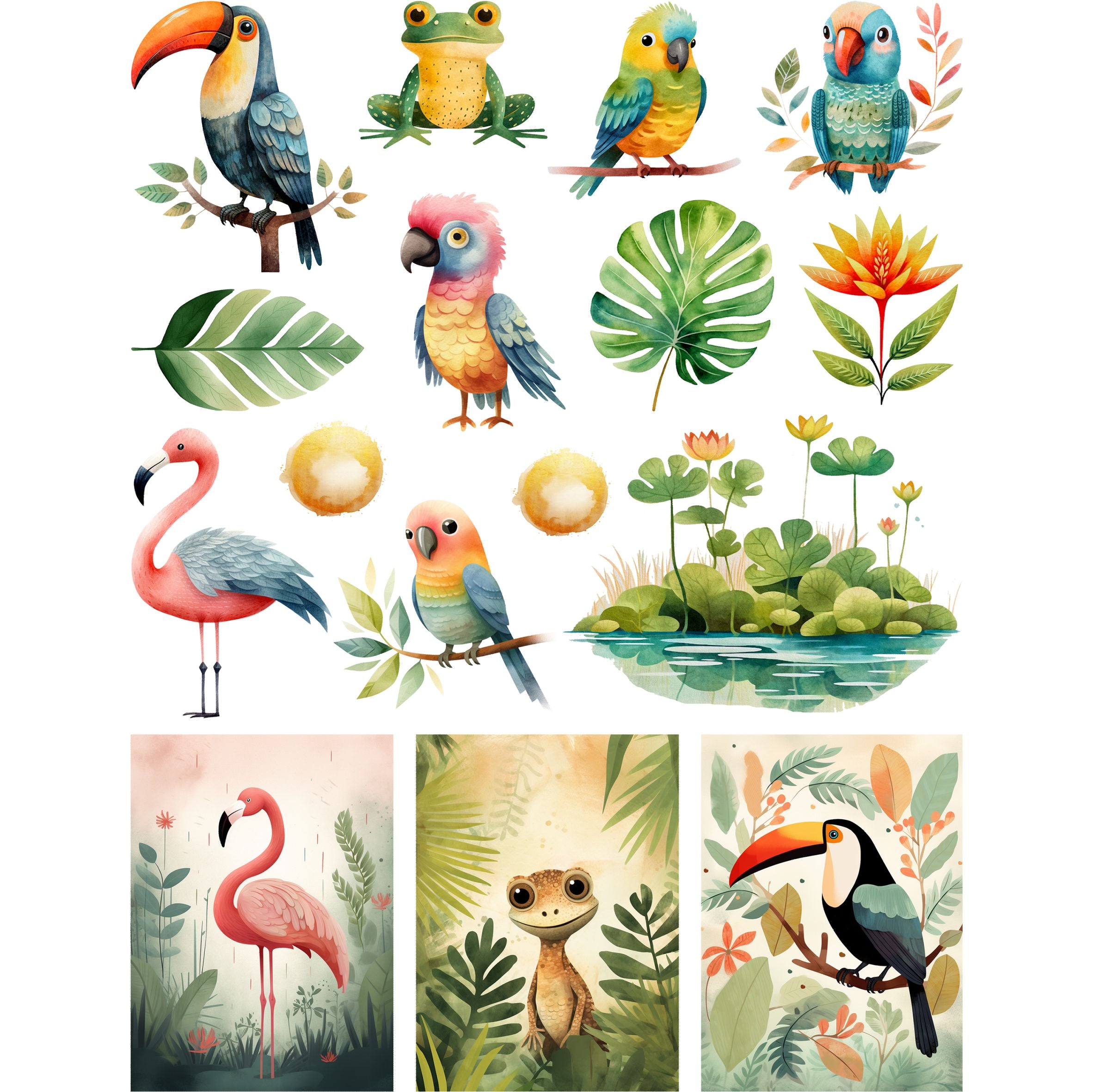 Jungle Animals Rice Paper, 8 x 10.5 inch â€“ Decoupage Scrapbooking Cards Craft