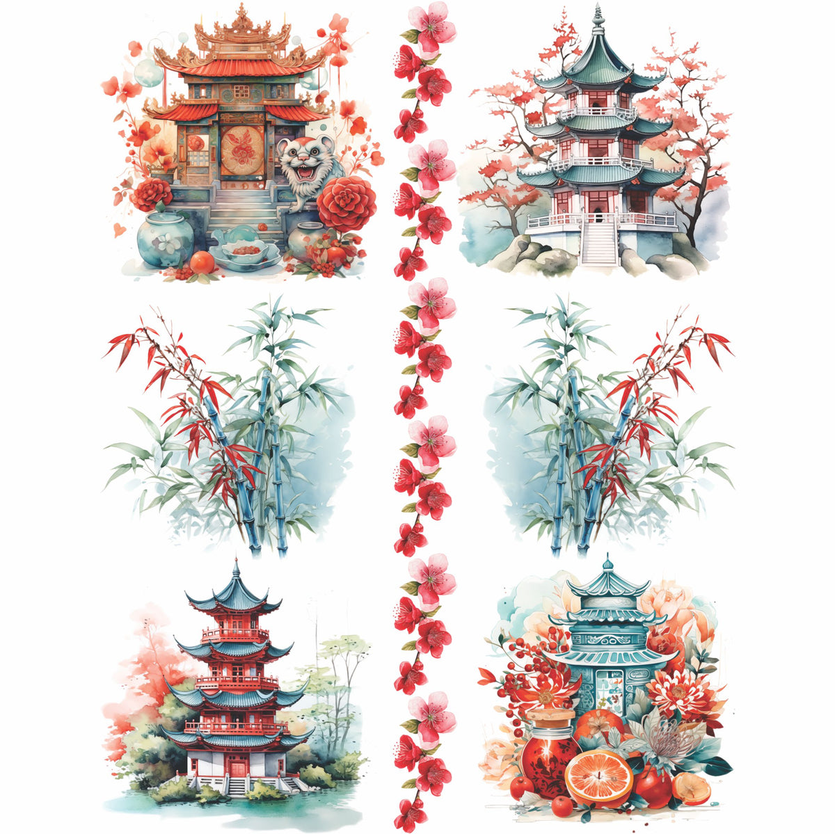 Chinese New Year Rice Paper, 20.32 x 26.67 cm - for Decoupage Crafts