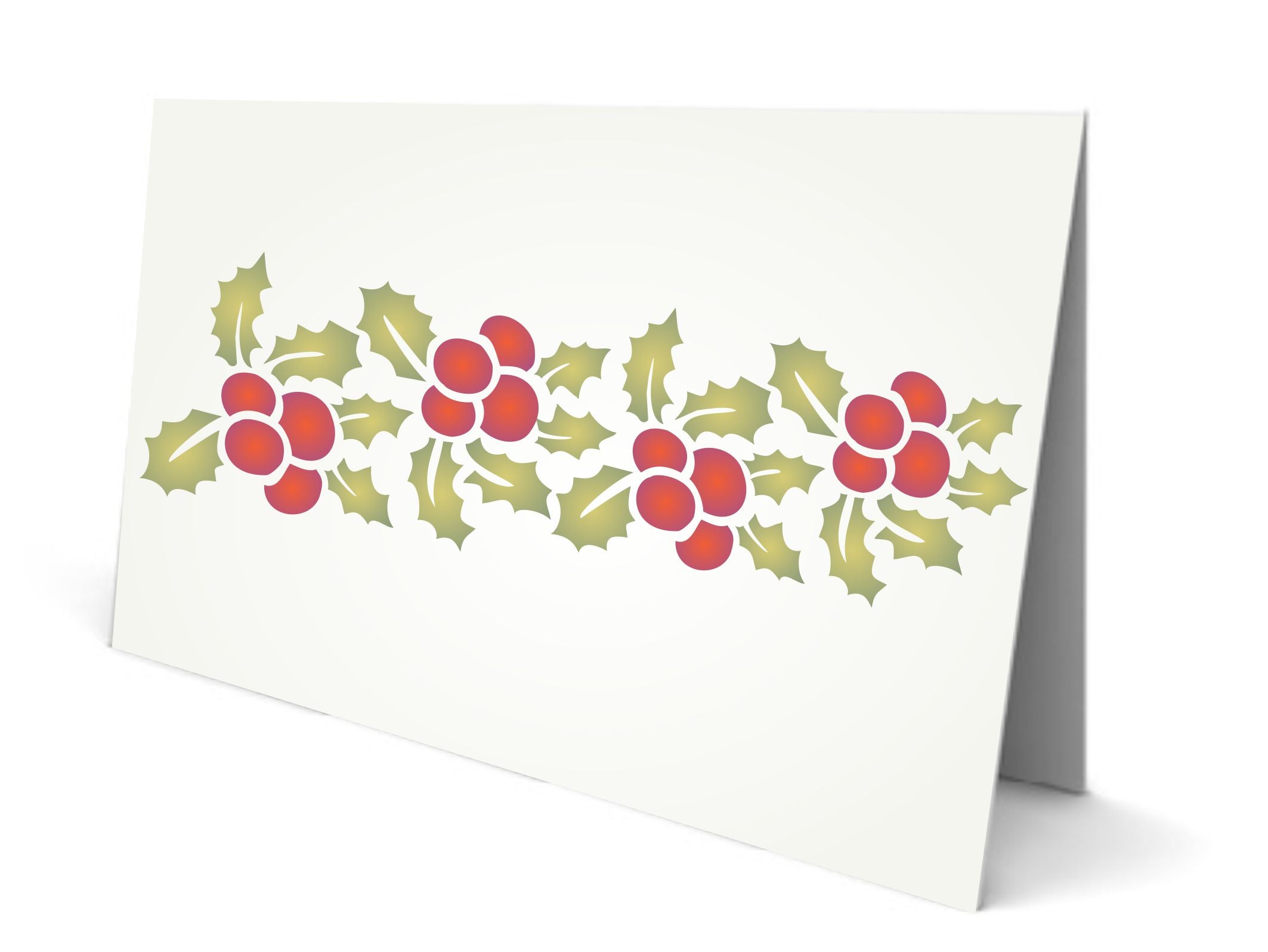 Christmas Holly Stencil, 15 x 4.5 inch - Holly Leaf Berry Border Christmas