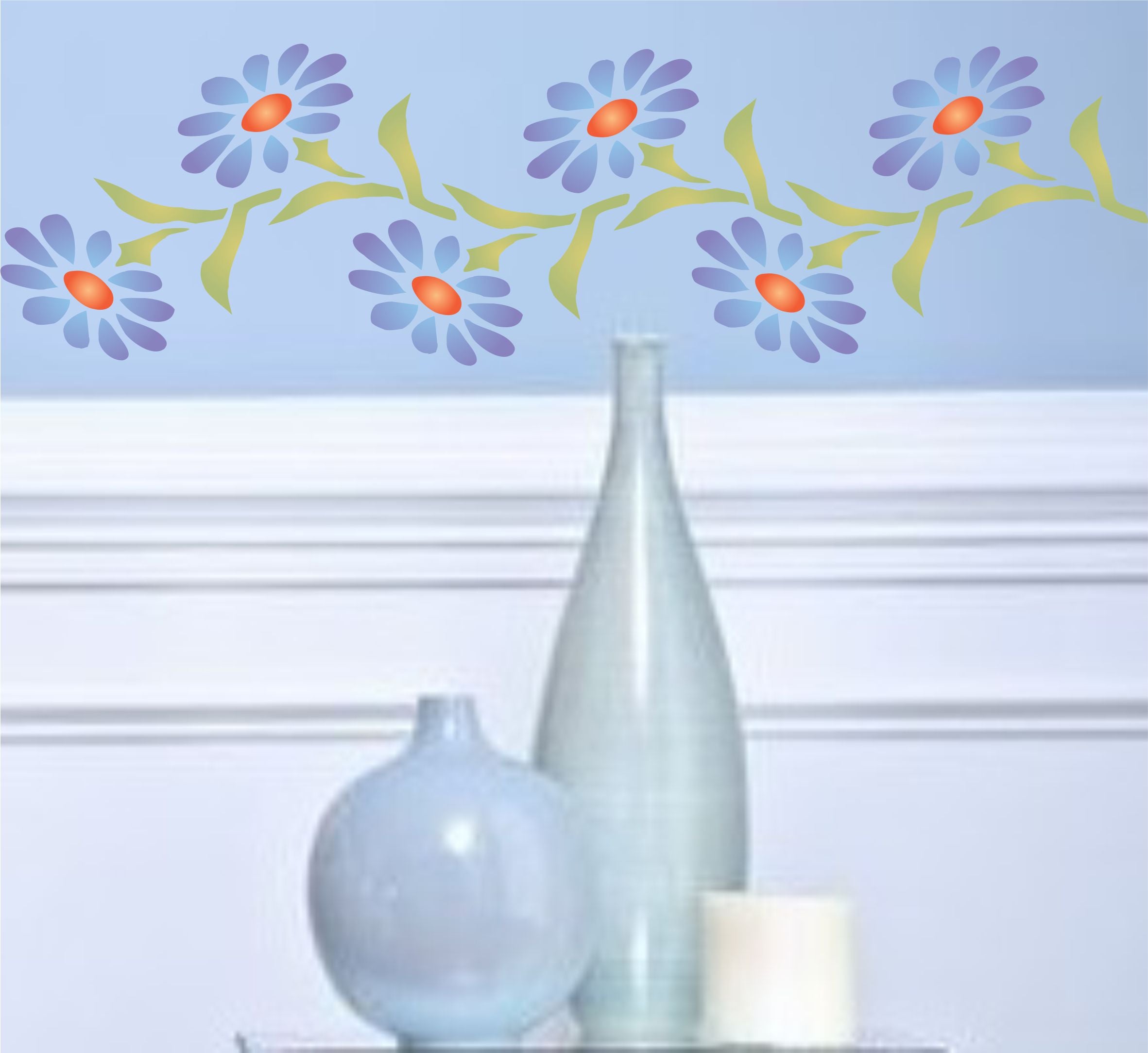 Daisy Stencil, 9.5 x 2.5 inch- Classic Border Flower