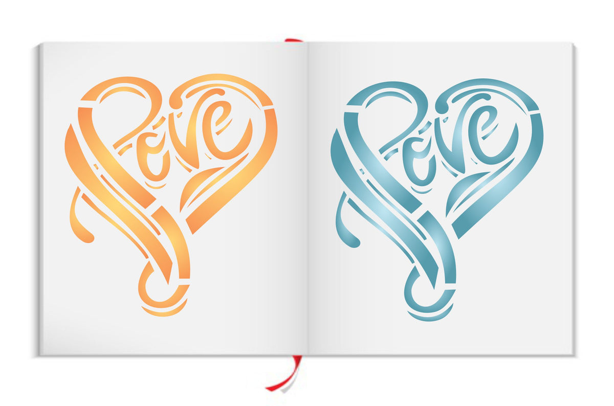 Valentine Love Heart Stencil, 8.26 x 10.16 cm-Template Valentine Stencils