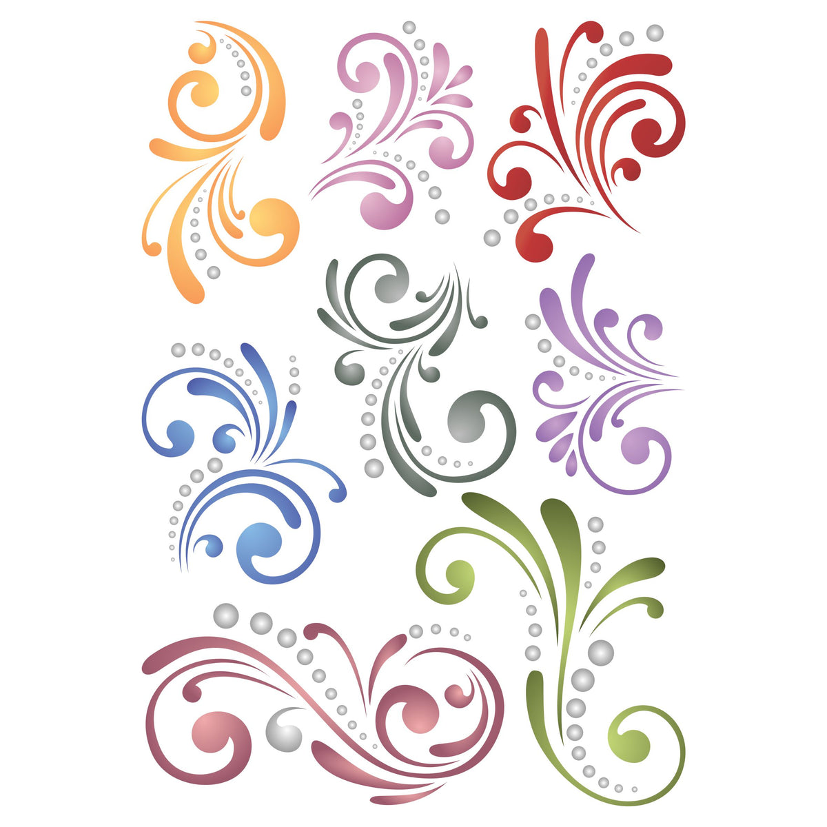 Swirl Accents Layering Stencil, 11.43 x 16.51 cm - Florish Mask use to Add Texture