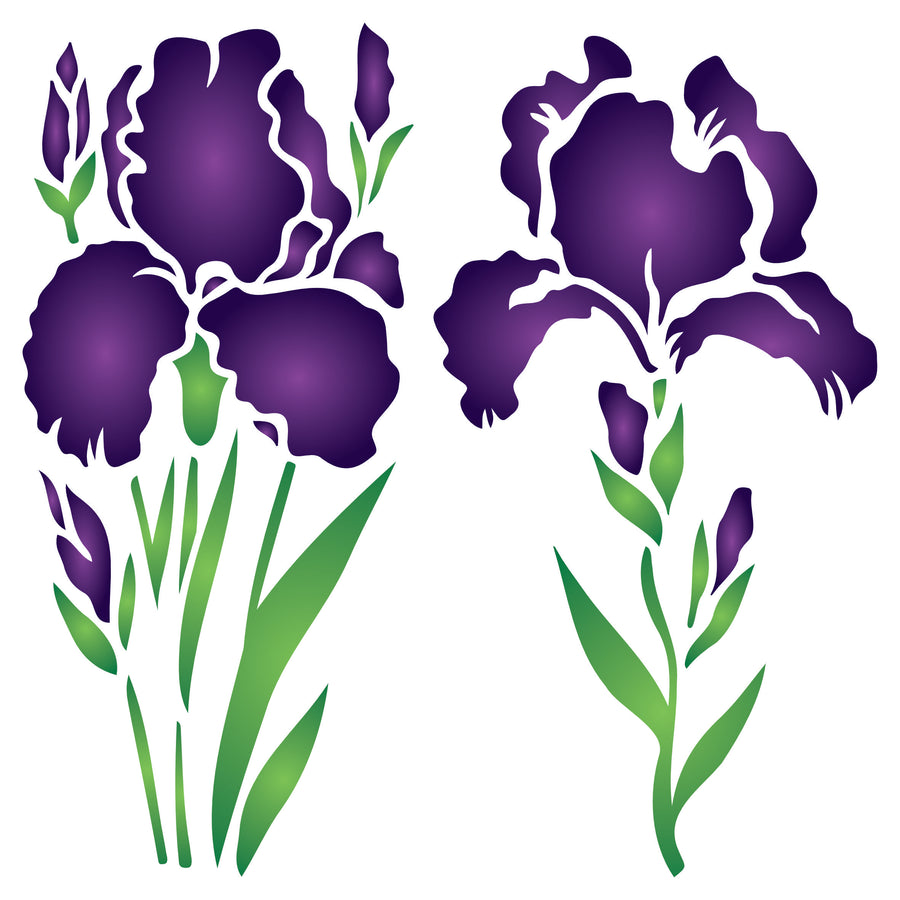 Iris Flower Stencil, 16.5 x 16.5cm - Reusable Mylar Designs for Painting