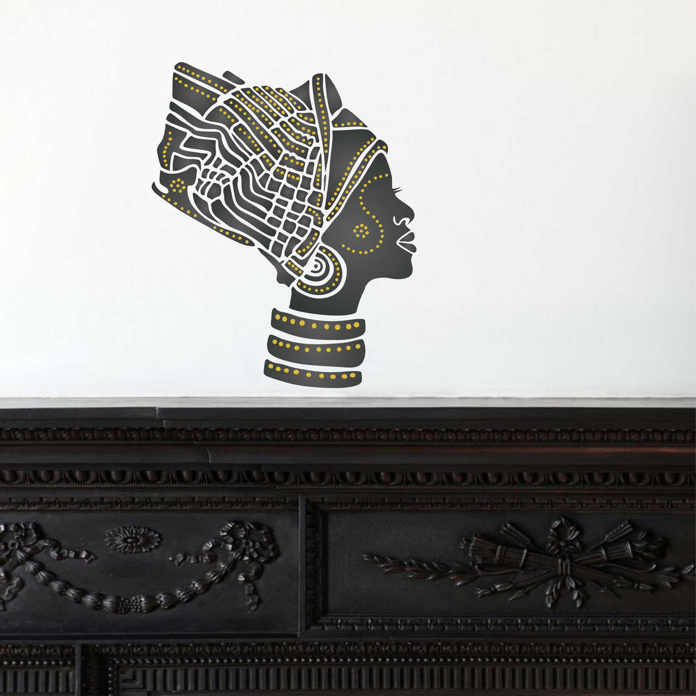 African Headdress Stencil - Traditional African Headwrap Scarf