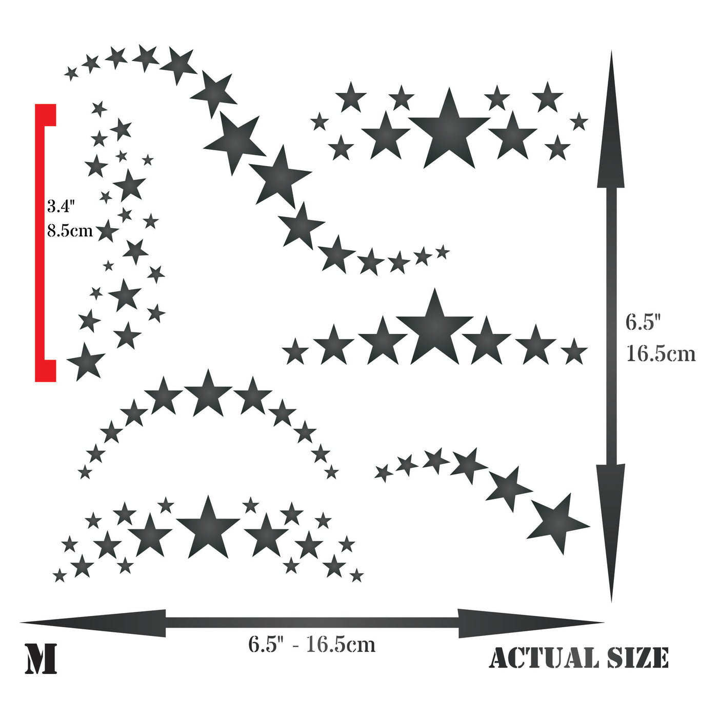 Pretty Stars Stencil - Reusable Mylar Design for Painting or Tracing