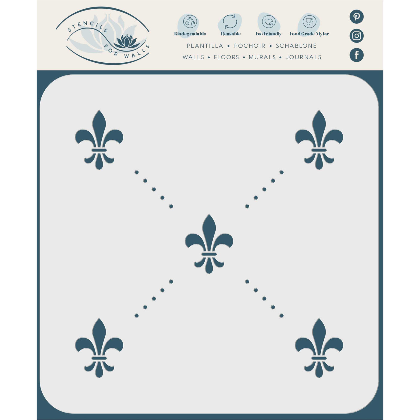 Fleur de Lis Stencil - Alloverpaper Vintage French Fleur de LYS