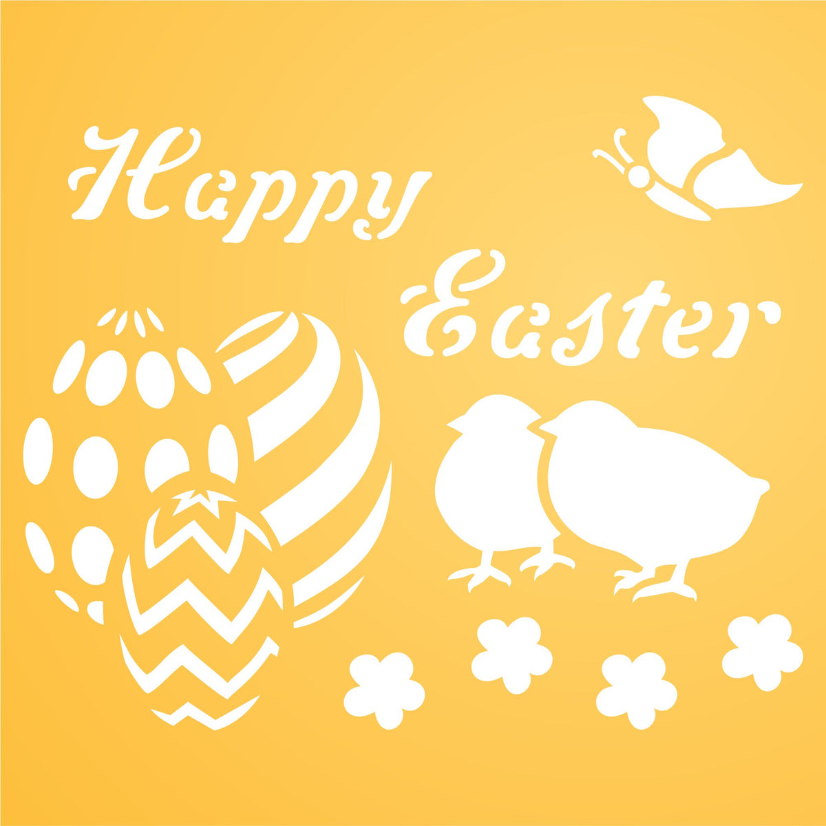 Happy Easter Stencil, 10.16 x 8.26 cm - Classic Easter Card Design