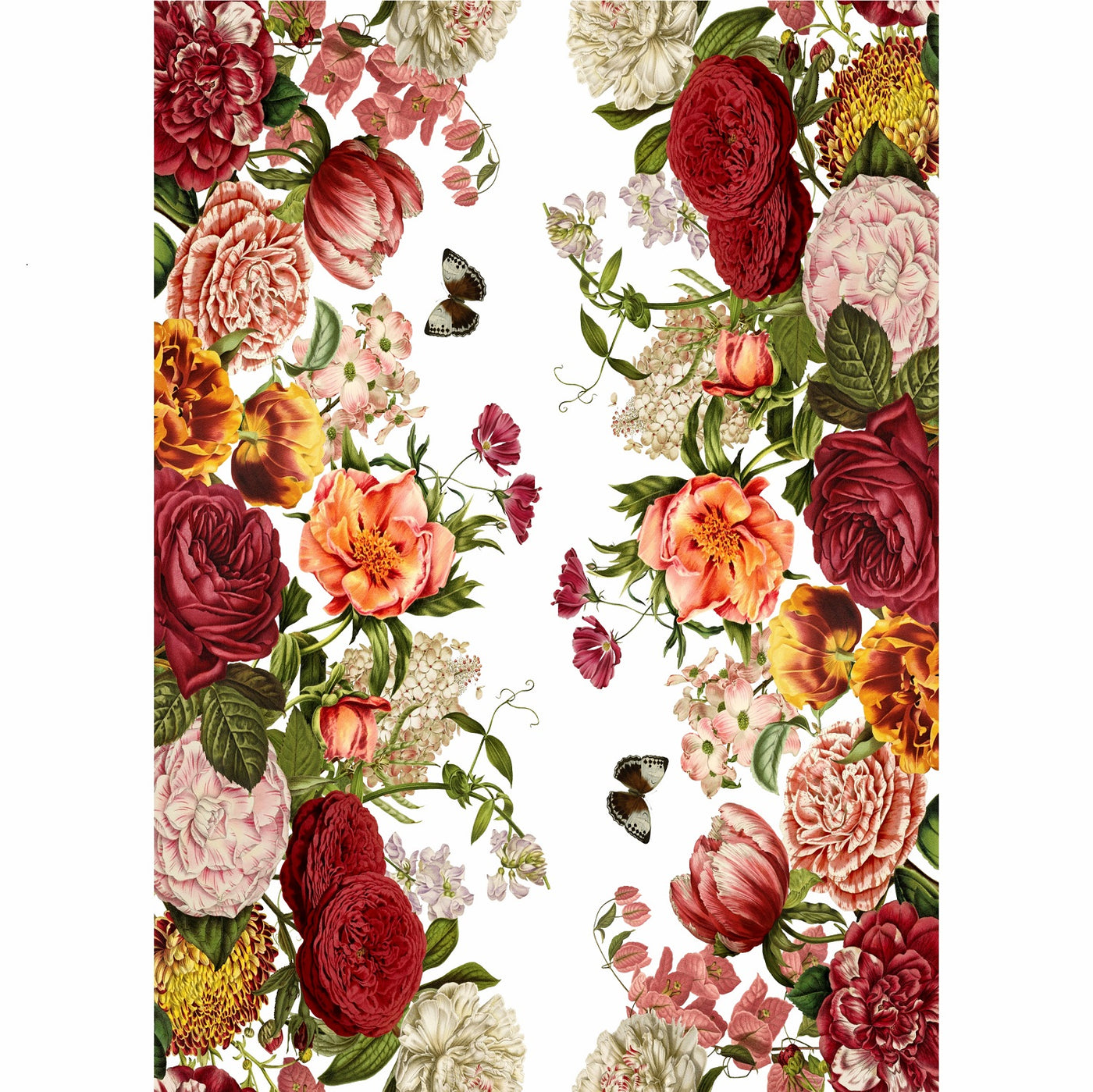 Red Rose Border Rice Paper- 3 Sheets Printed Mulberry Paper Border 36gsm