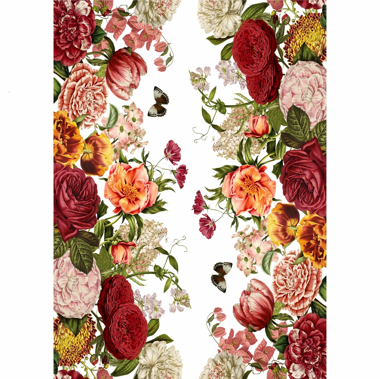 Red Rose Border Rice Paper- 3 Sheets Printed Mulberry Paper Border 36gsm