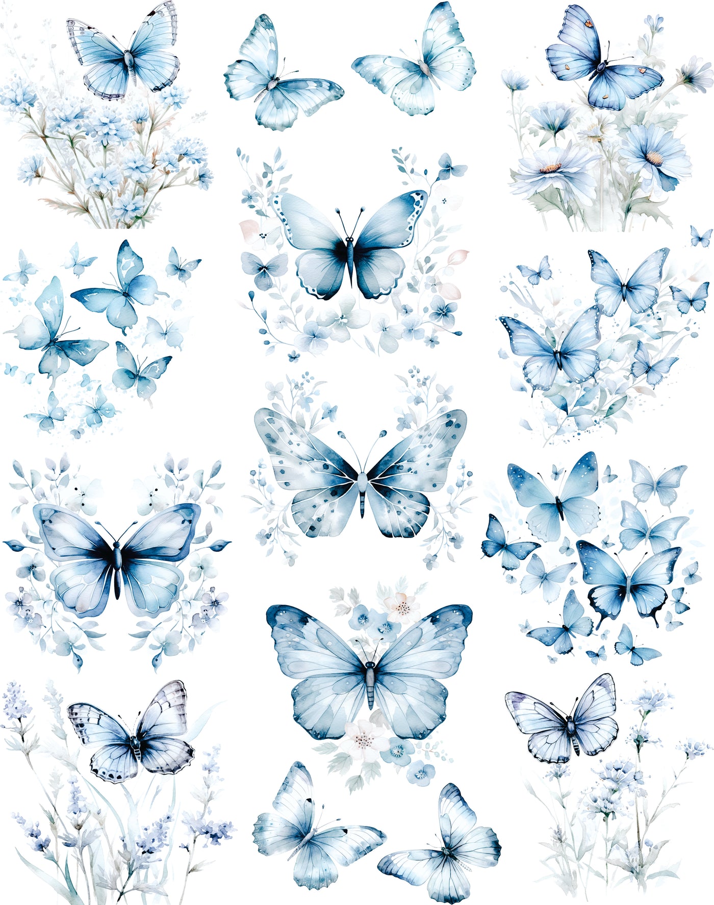 Blue Butterflies Decoupage Rice Paper, 11.5 x 14.5 inch - for Scrapbooking Cards Crafts