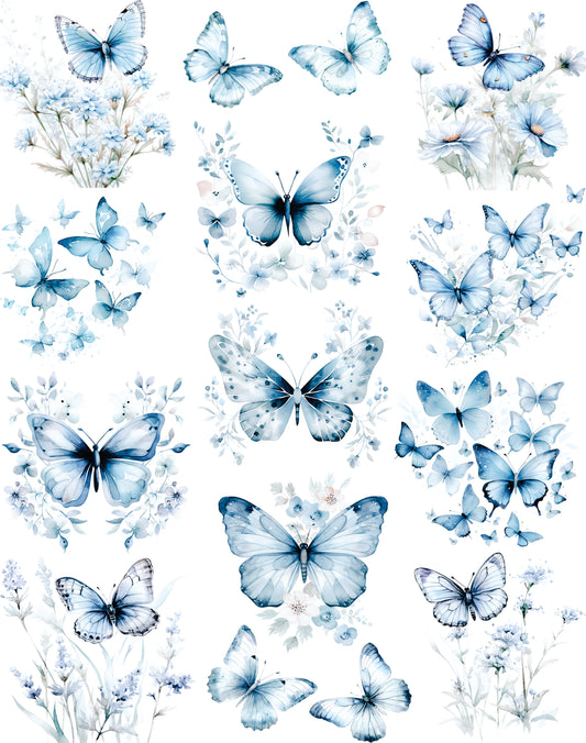 Blue Butterflies Decoupage Rice Paper, 29.21 x 36.83 cm - for Scrapbooking Cards Crafts