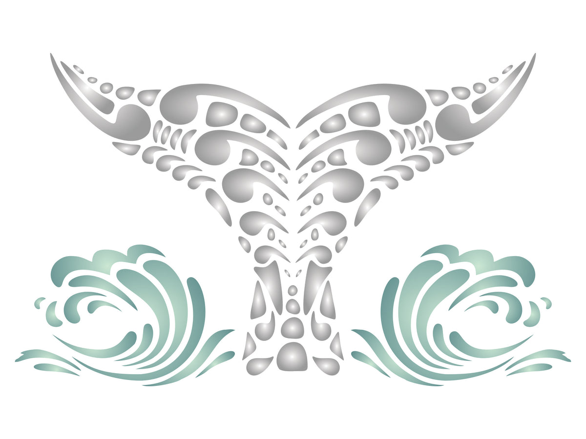 Whale Tail Stencil - Tribal Ethnic Maori Orca Blue Whale