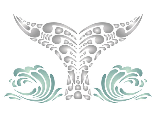 Whale Tail Stencil - Tribal Ethnic Maori Orca Blue Whale