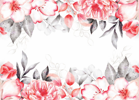 Red Grey Border Rice Paper- 22 Sheets Printed Mulberry Paper Border 36gsm