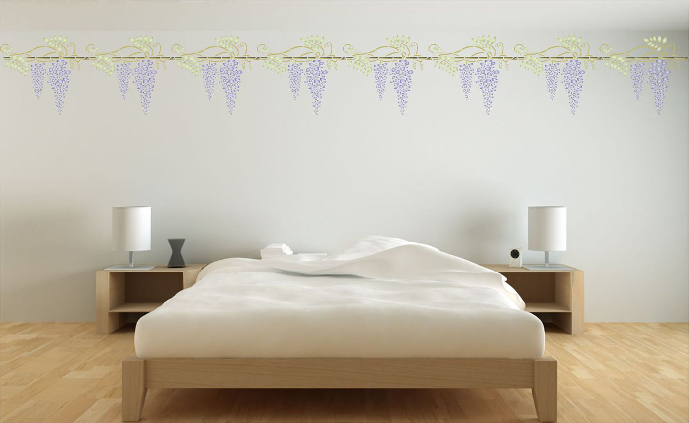 Wisteria Stencil - Classic Flower Border Design