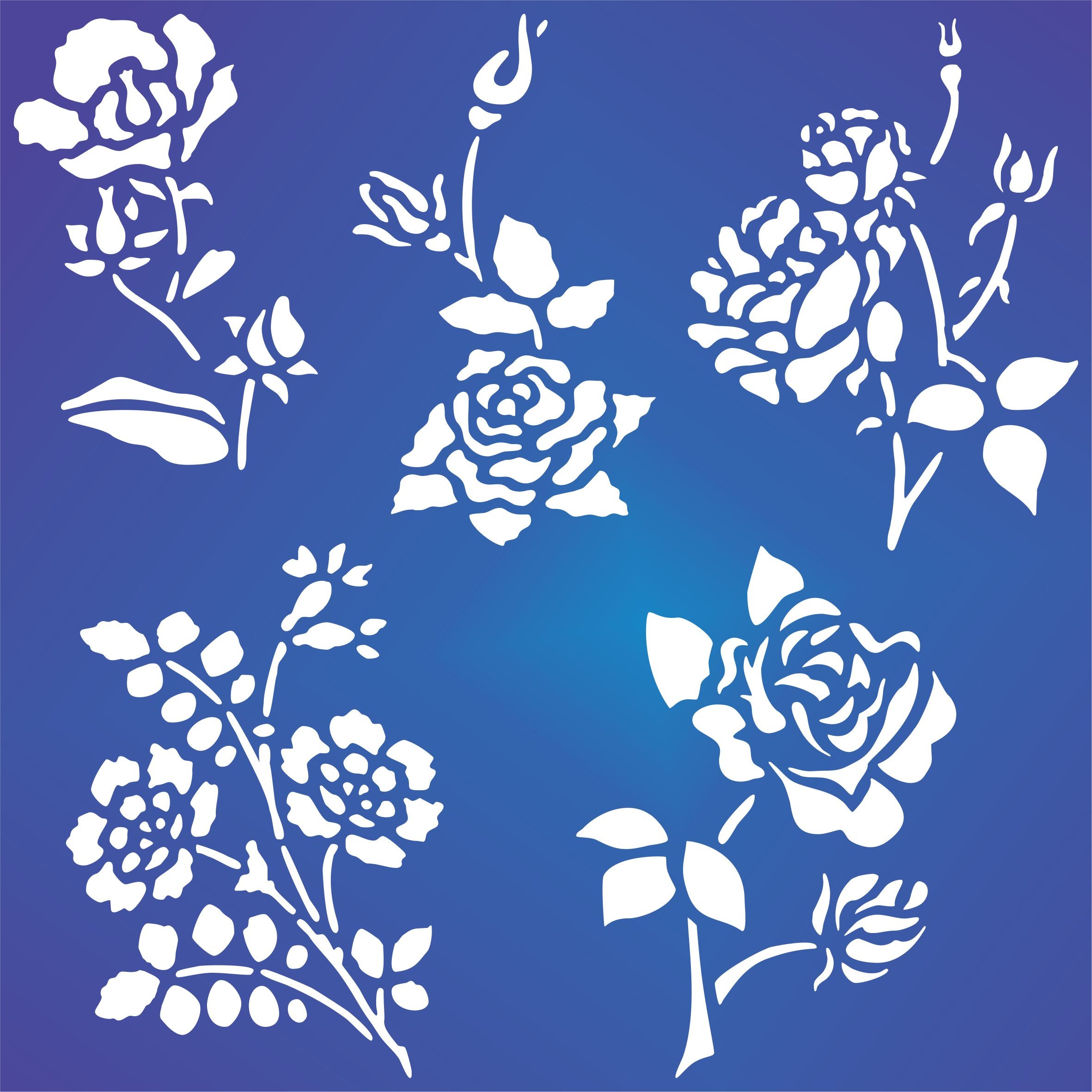 Rose Set Stencil - Classic Rose Flower Designs