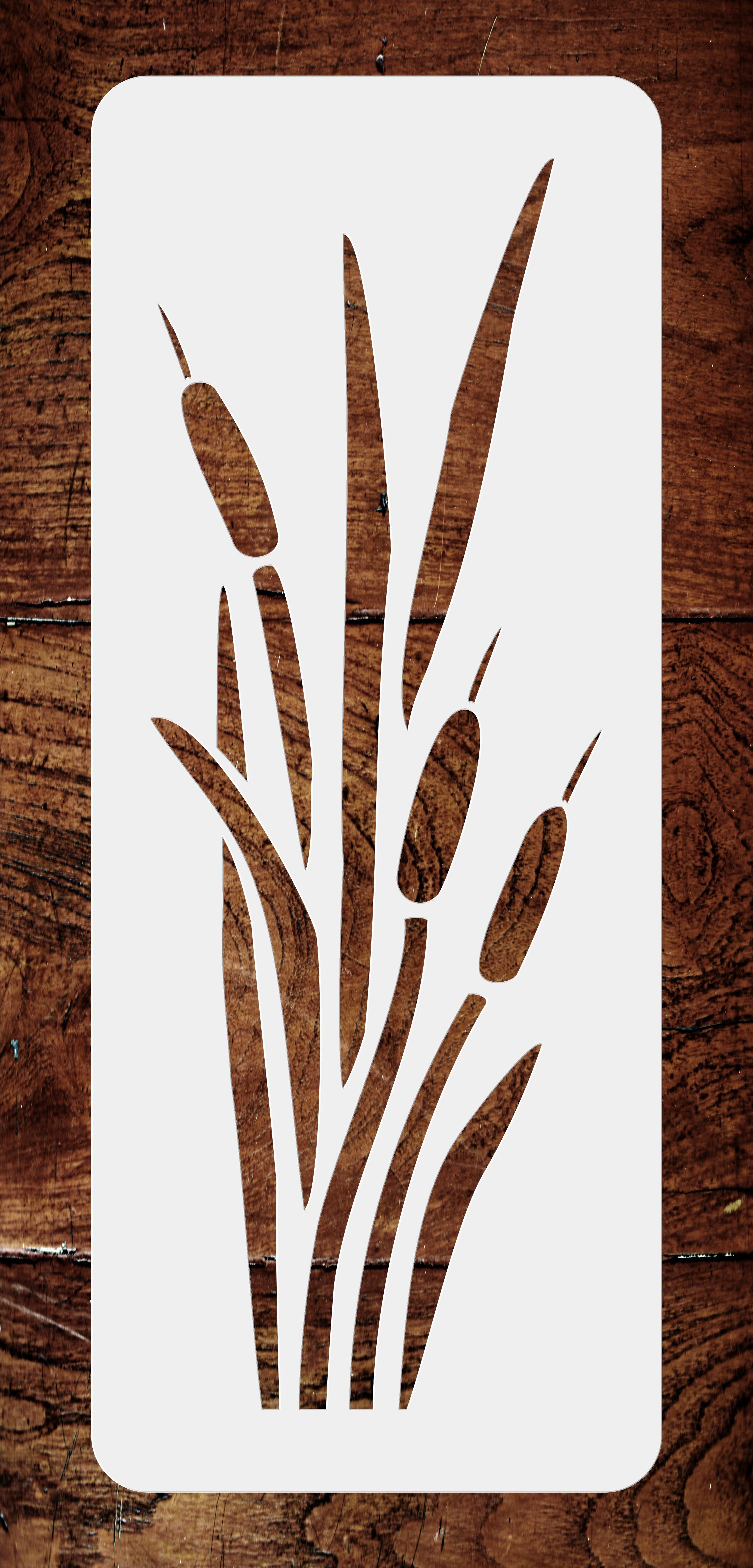 Cattails Stencil, 3 x 8.5 inch - Marsh Bulrush Sedge Decor