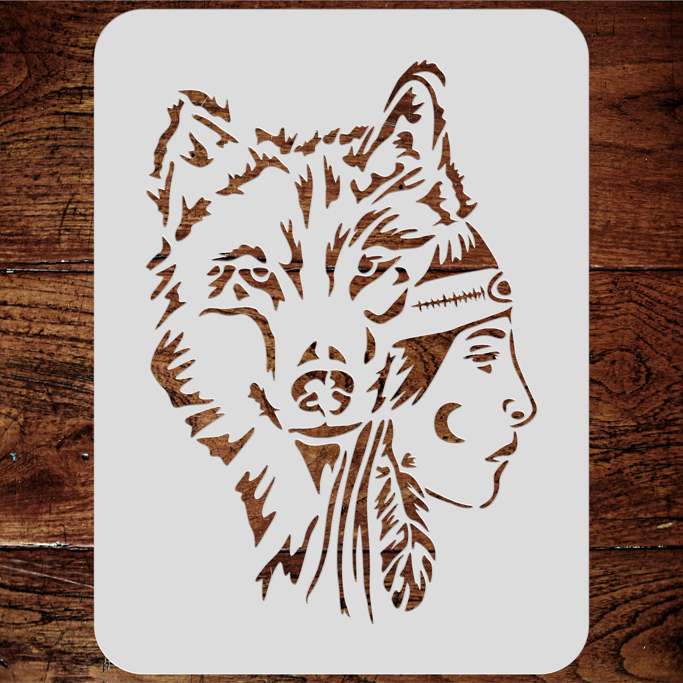 Wolf Girl Stencil - Native American Protectors of Souls Spirit Guide