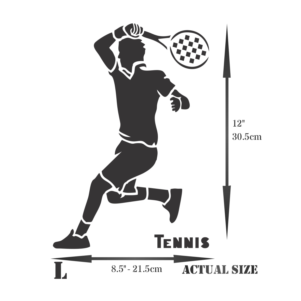 Tennis Stencil - Athlete Tennis Player Racket Word Quote