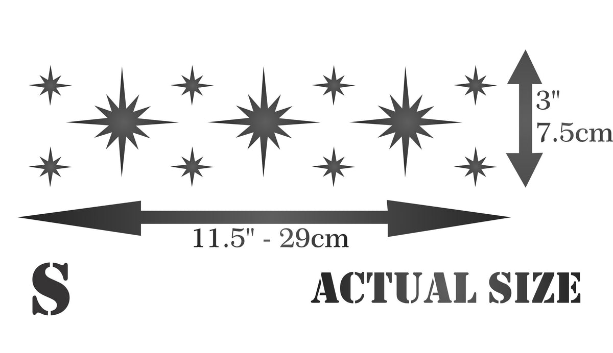 Star Celestial Border Stencil, 30.48 x 11.43 cm - Celestial Large Stars Design