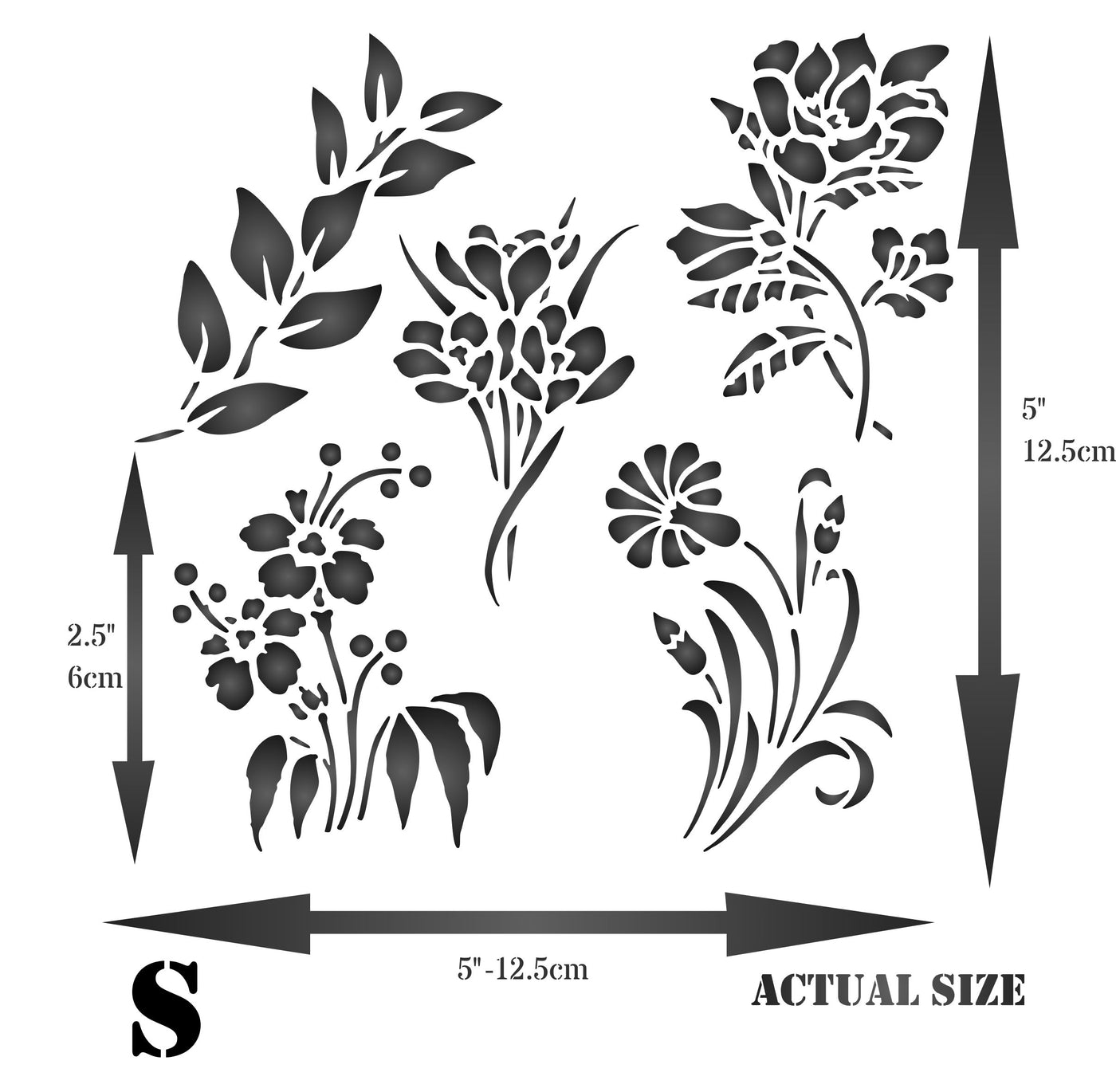 Flower Set Stencil - Classic Flower Designs