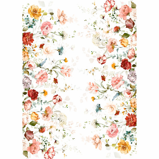 Blush Border Rice Paper- 9 Sheets Printed Mulberry Paper Border 36gsm