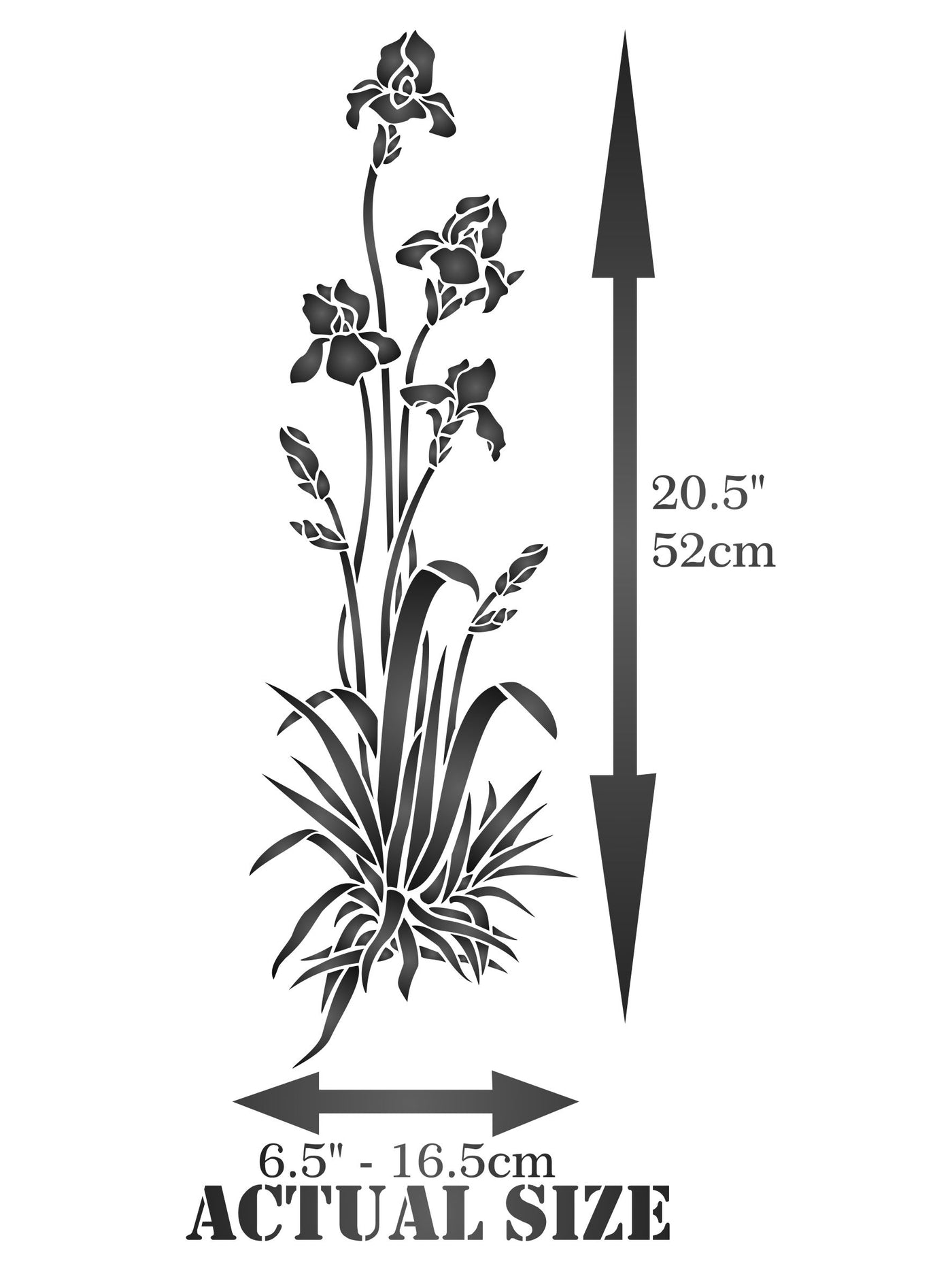 Iris Stencil, 6.5 x 20.5 inch - Single Flower Floral Plant